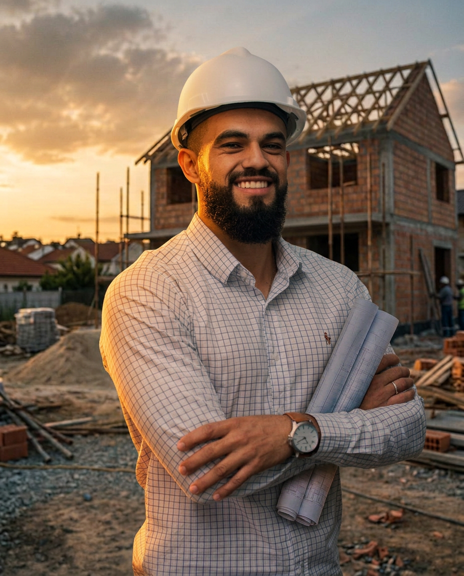 Luiz Fernando Pedrozo, engenheiro civil, em obra residencial